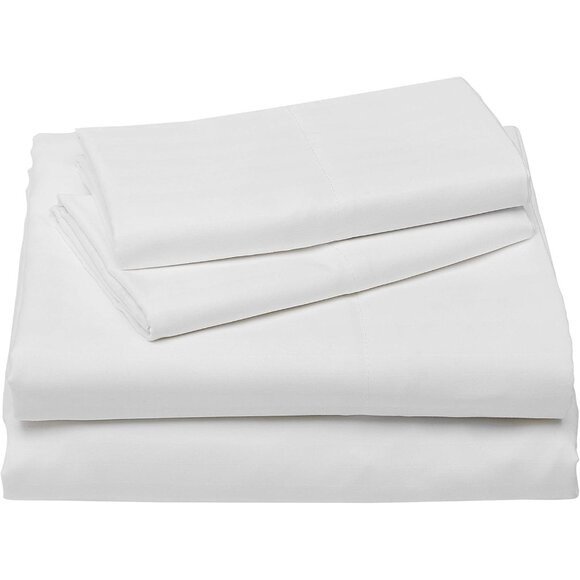 Amazon Basics Full 4pc Microfiber Sheet Set Soft Wrinkle-Free White Striped - Picture 2 of 7